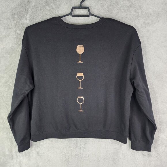 Womens Black Miken Flow Sweatshirt "Time To Wine Down" Long Sleeve Size XL - Picture 8 of 11